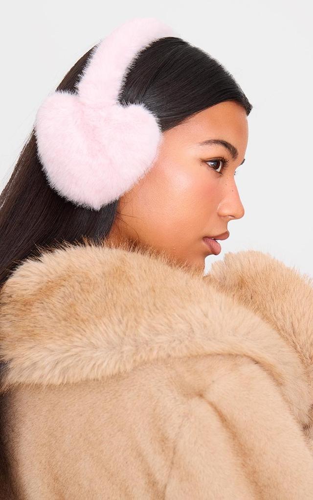 Pink Heart Faux Fur Ear Muffs Product Image