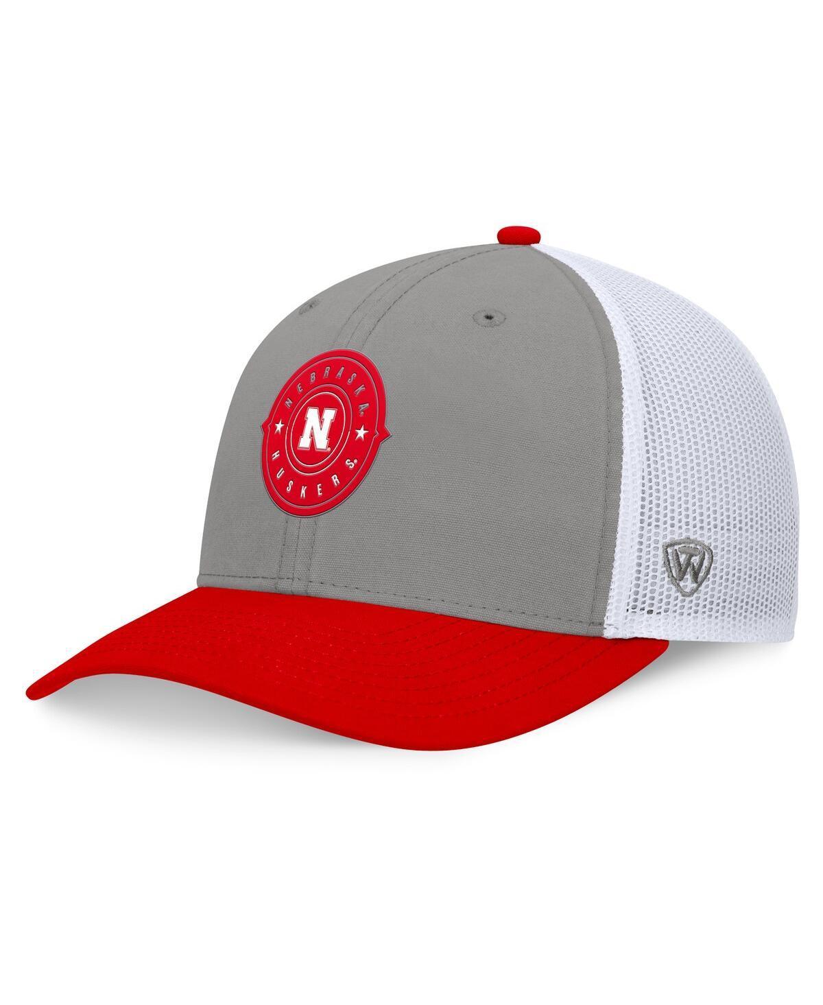 Top of the World Mens Gray Nebraska Huskers Rob Trucker Adjustable Hat - Gray, Scarlet Product Image