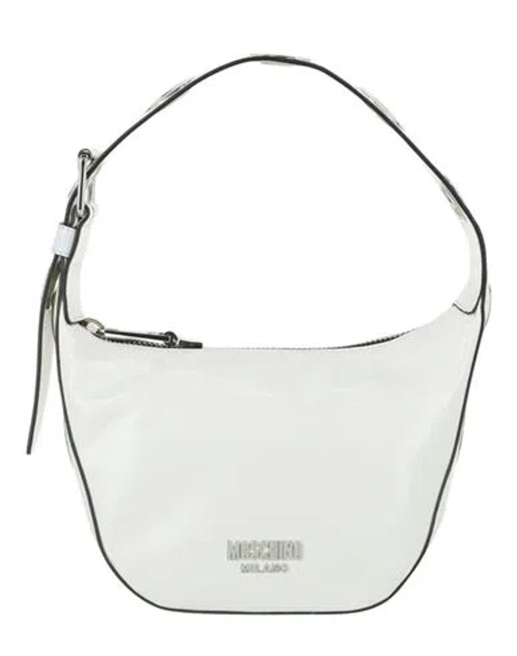 MOSCHINO Eyelets Shoulder Bag In White Product Image