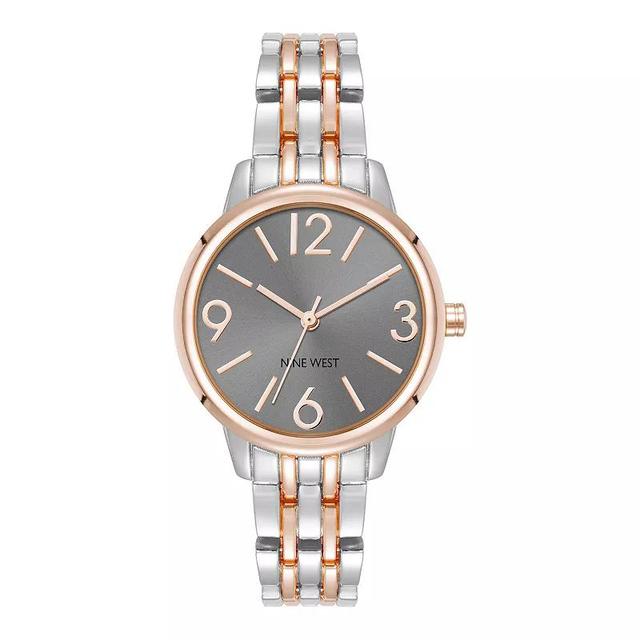 Nine West Womens Two Tone Bracelet Watch, Silver Product Image