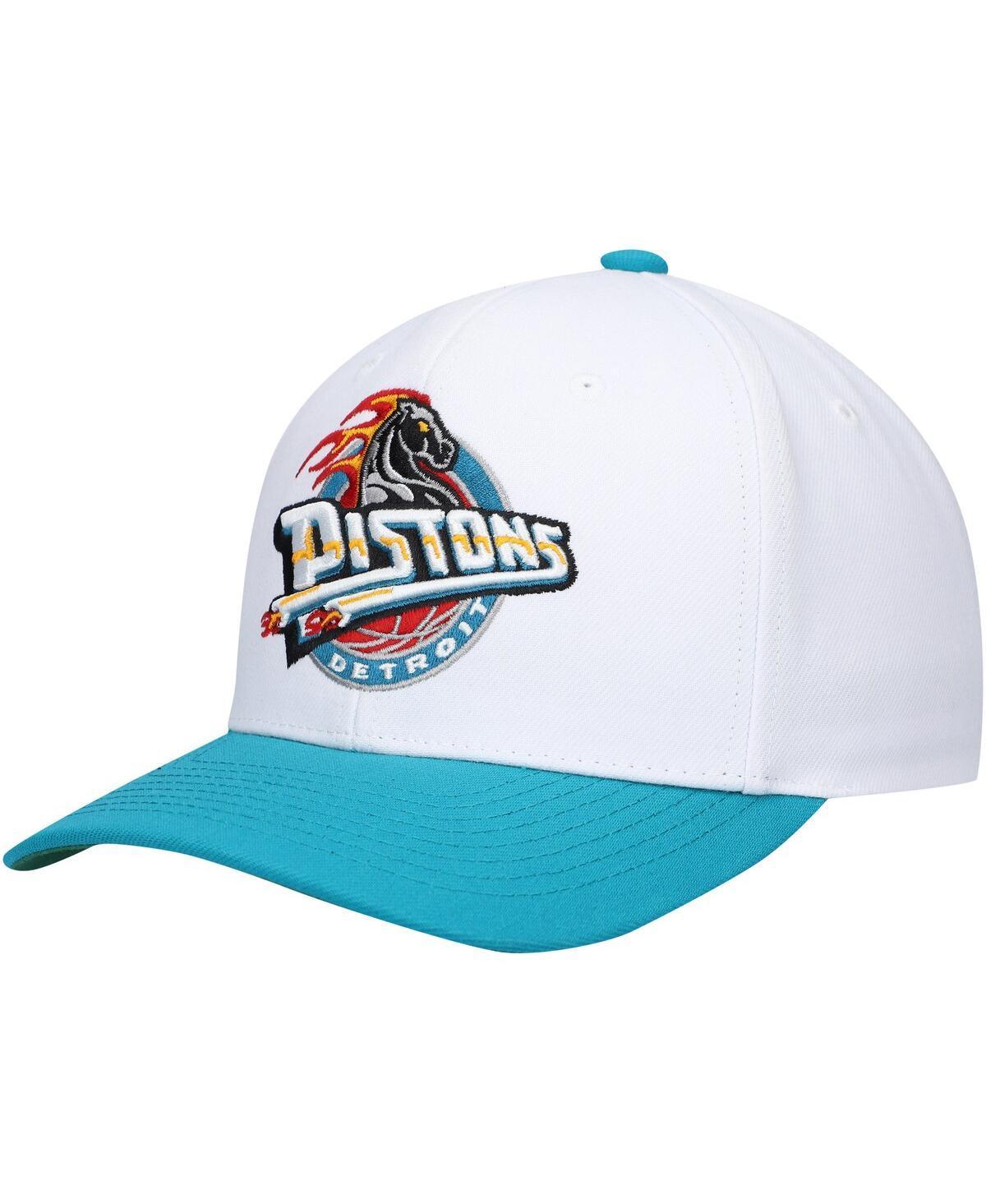 Mens Mitchell & Ness White Detroit Pistons Hardwood Classics Core 2-Tone 2.0 Pro Snapback Hat - White Product Image