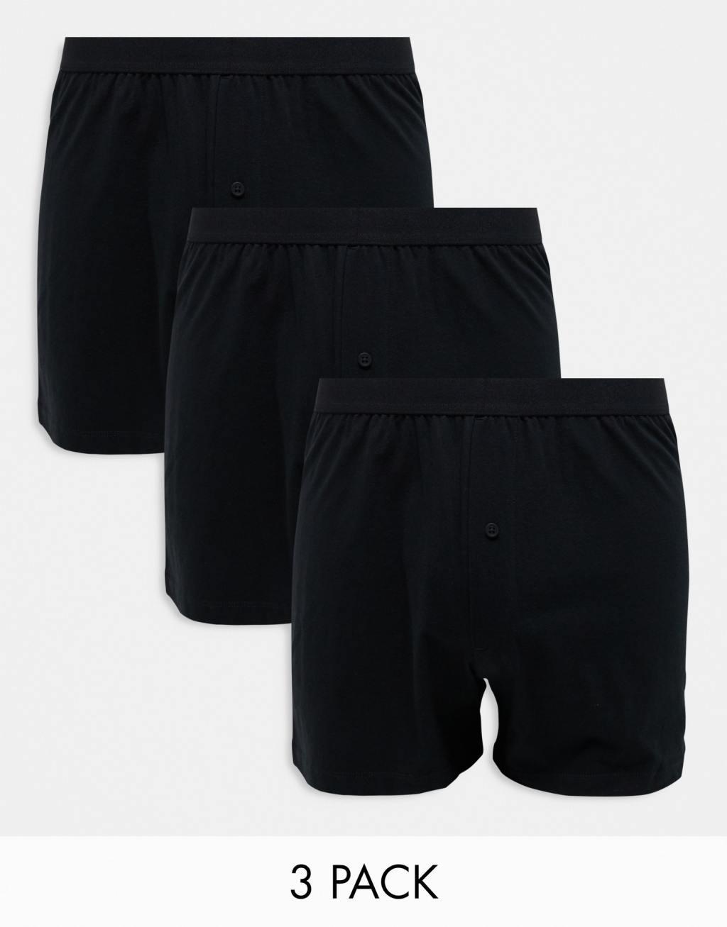 ASOS DESIGN 3 pack jersey boxers in black Product Image