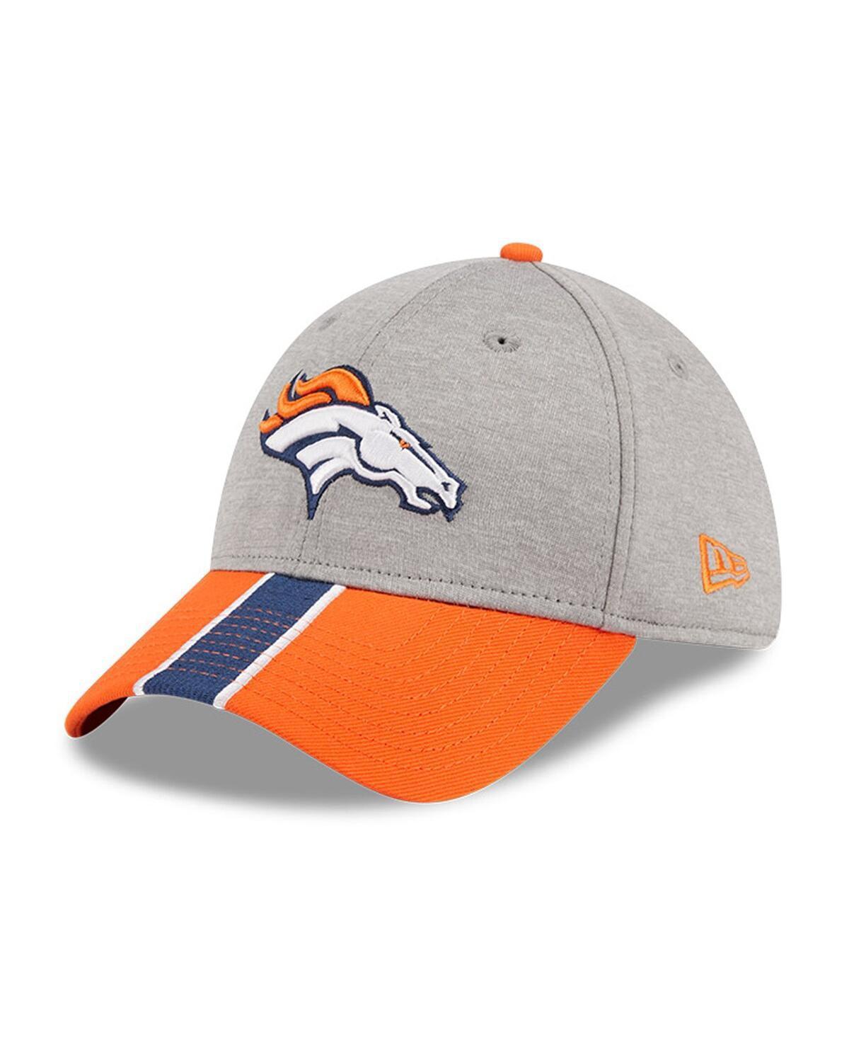 Mens New Era Heather Gray/Orange Denver Broncos Striped 39THIRTY Flex Hat Product Image