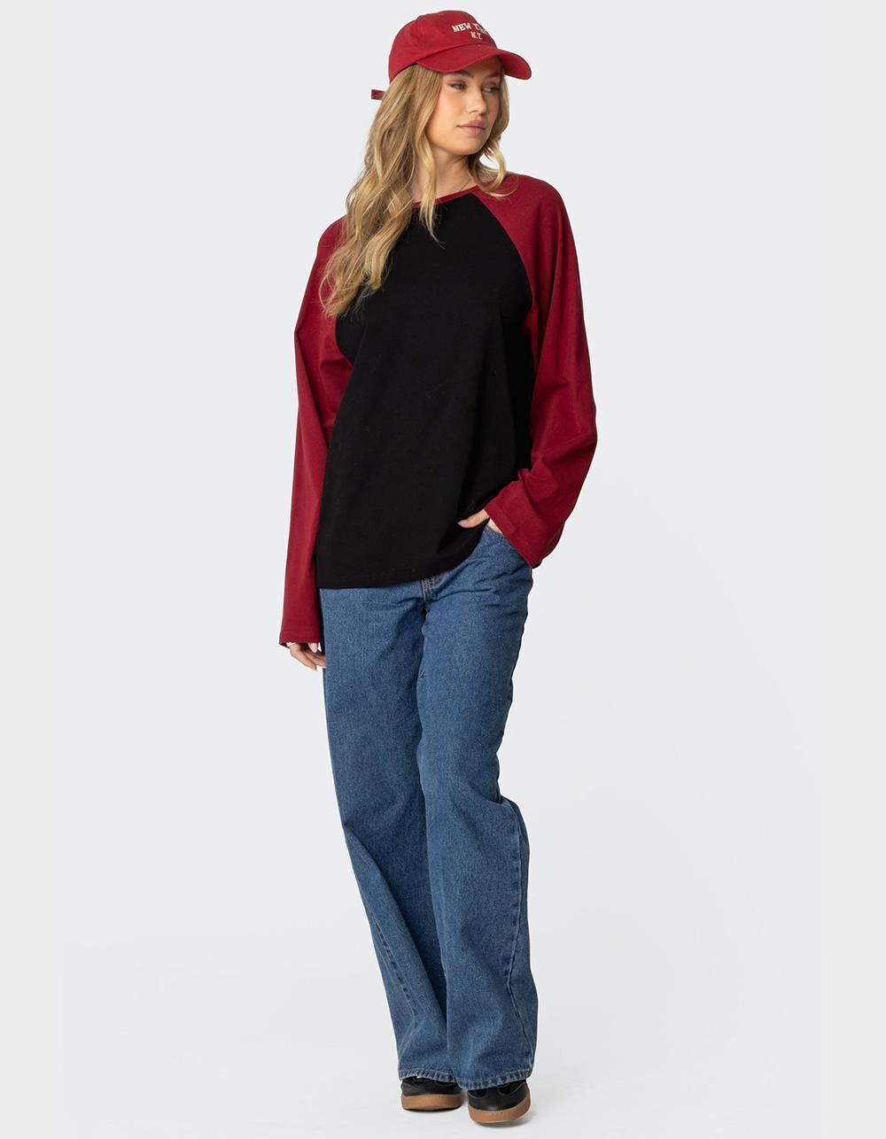 EDIKTED Oversized Raglan Long Sleeve Tee Product Image