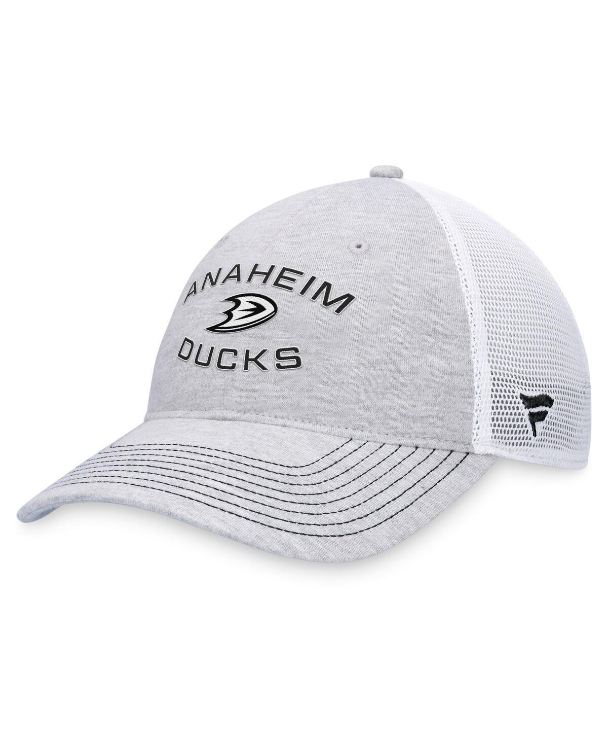 Mens Fanatics Heather Gray Distressed Anaheim Ducks Trucker Adjustable Hat Product Image