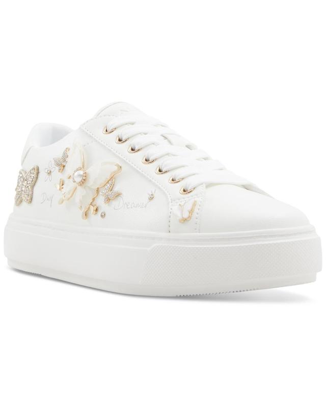 Aldo Womens Pearlwing Embellished Lace-Up Sneakers Product Image