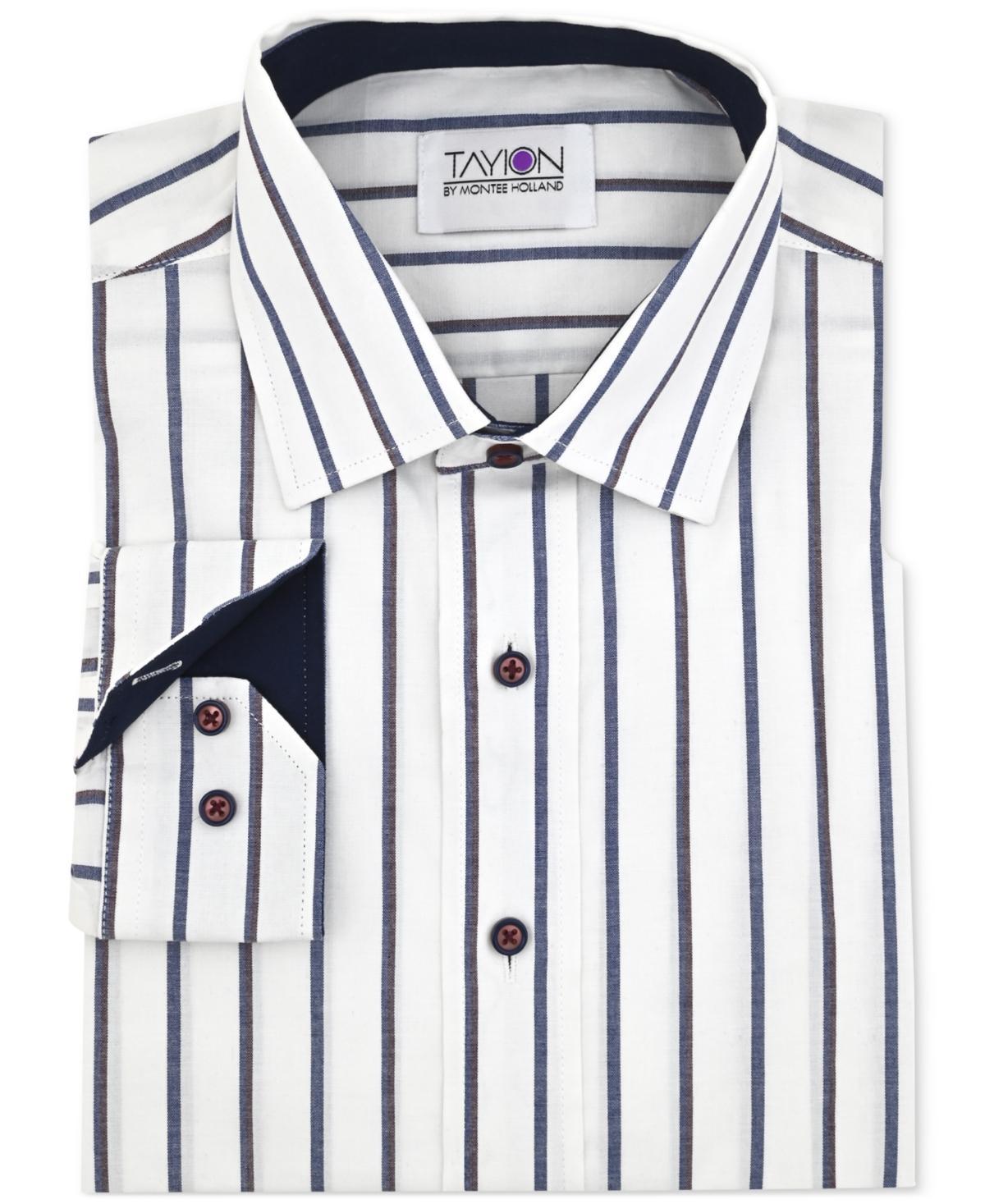 Tayion Collection Mens Slim-Fit Stripe-Placket Dress Shirt Product Image