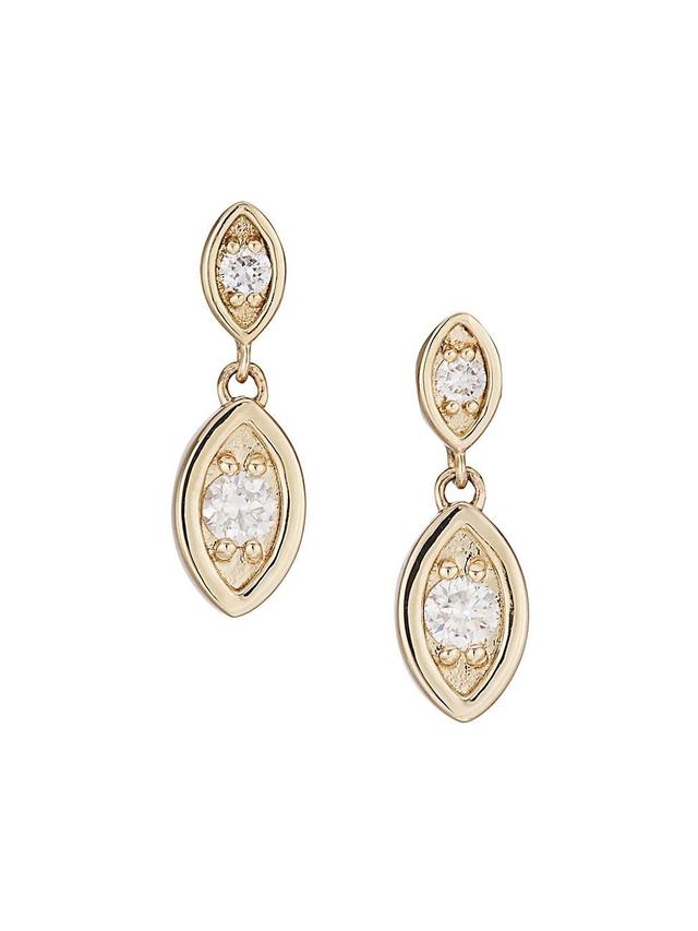 Womens 14K Yellow Gold & Diamond Evil-Eye Drop Earrings Product Image