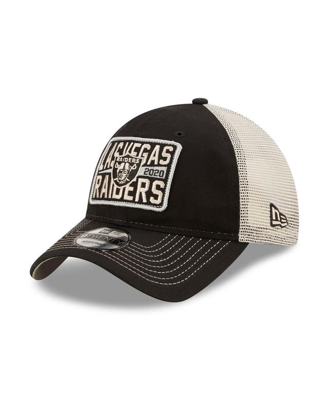 Mens New Era Black/Natural Las Vegas Raiders Devoted Trucker 9TWENTY Snapback Hat Product Image