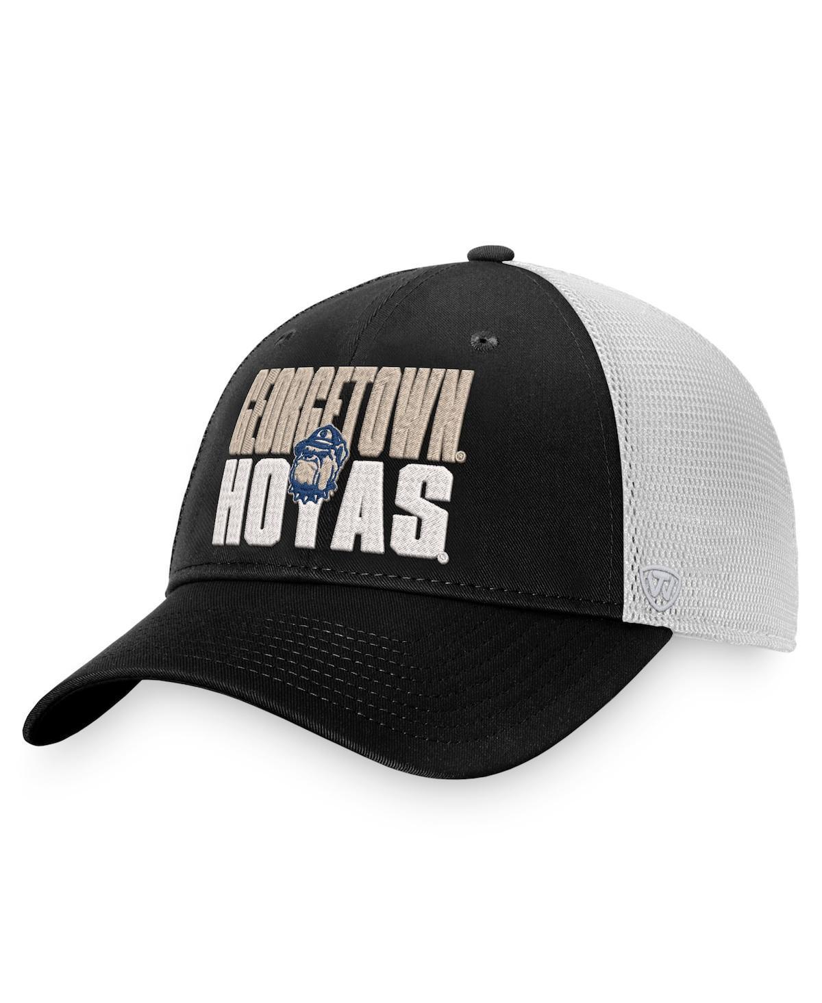 Mens Top of the World Black/White Georgetown Hoyas Stockpile Trucker Snapback Hat Product Image