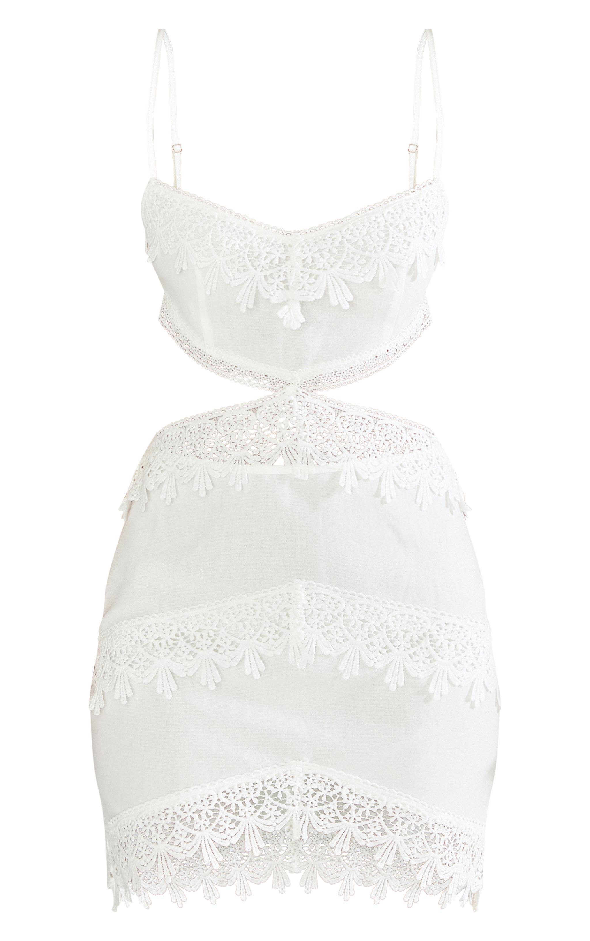 White Lace Cut Out Mini Dress Product Image