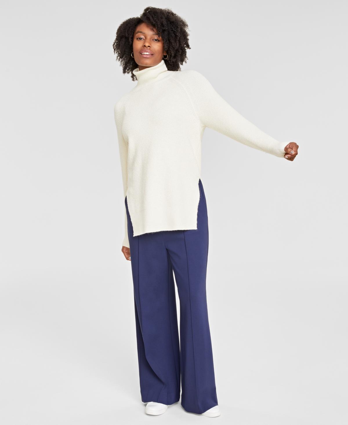 On 34th Womens Turtleneck Waffle-Knit Tunic Sweater, Created for Macys Product Image