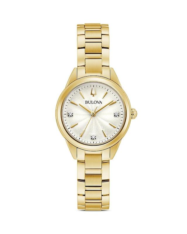 Bulova Womens Sutton Diamond-Accent Gold-Tone Stainless Steel Bracelet Watch 28mm Product Image