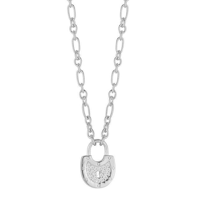 Sunkissed Sterling Sterling Silver Cubic Zirconia Vintage Padlock Necklace, Womens Silver Tone Product Image