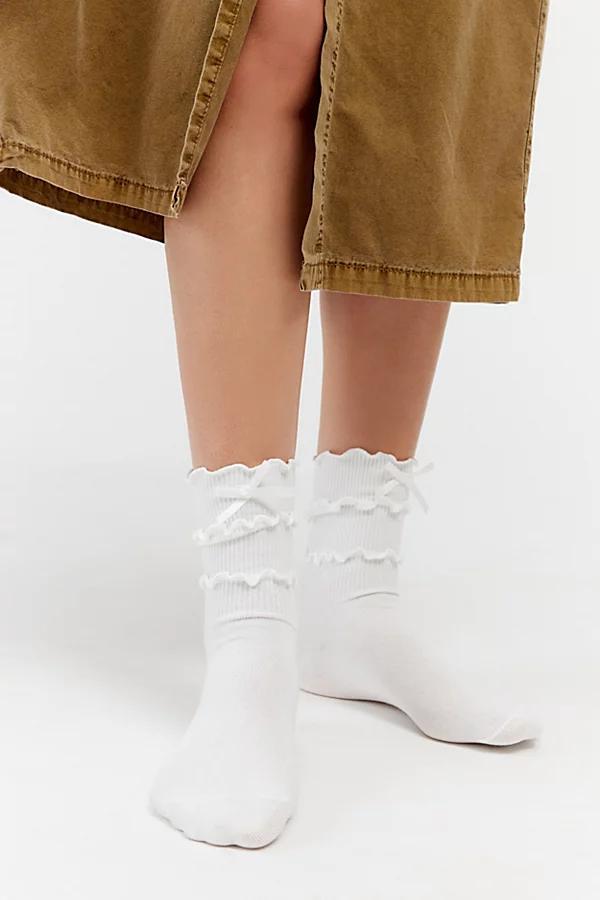 Triple-Ruffle Crew Sock Womens at Urban Outfitters Product Image