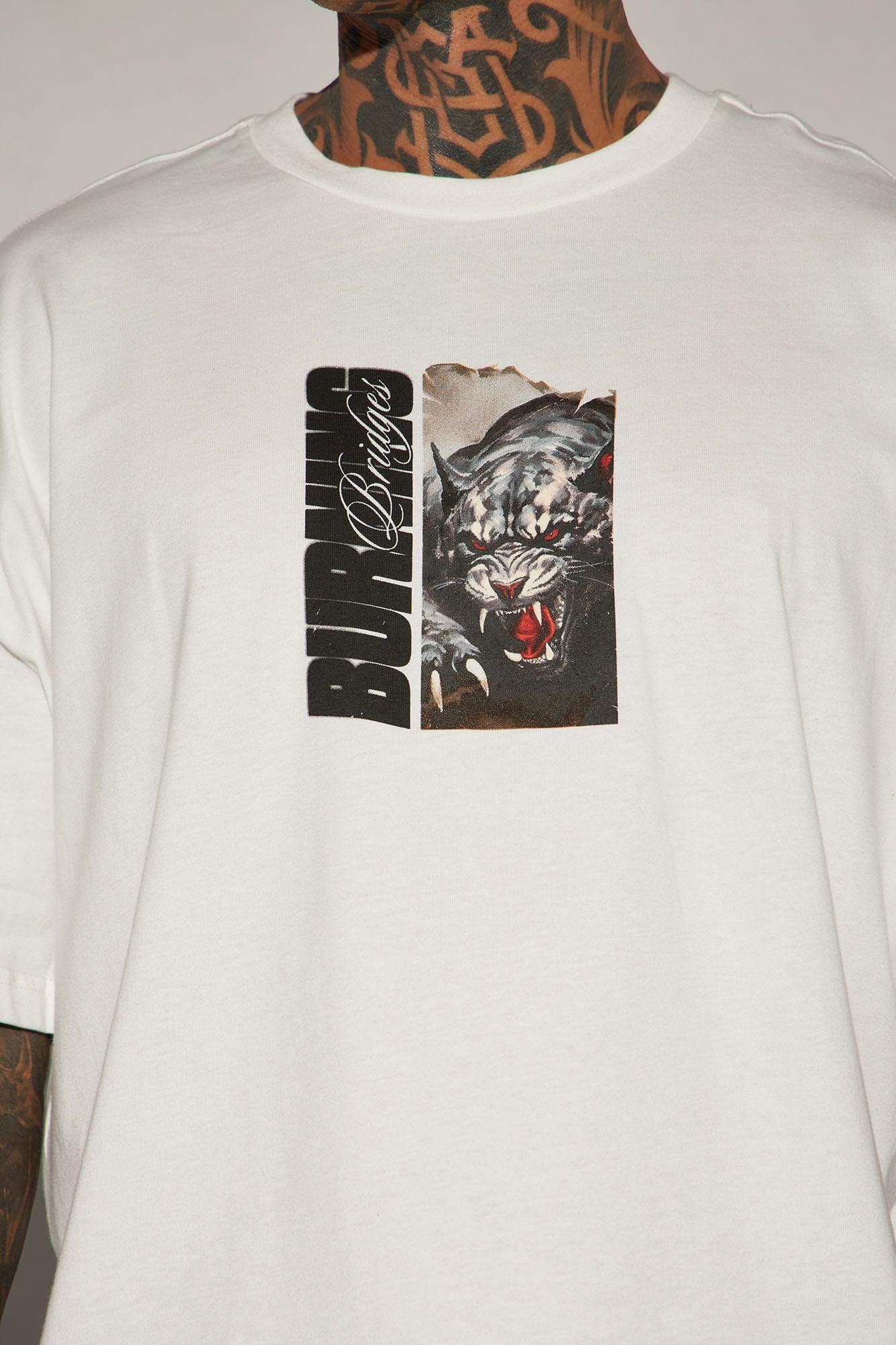 Burning Bridges Oversized Short Sleeve Tee - White Product Image