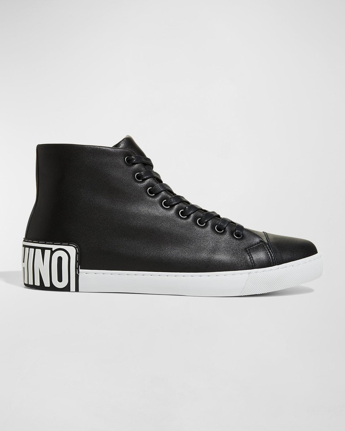 Men's Maxi Logo Leather High-Top Sneakers Product Image