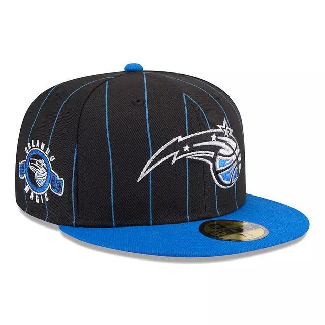 Mens New Era Black/Blue Orlando Magic Pinstripe Two-Tone 59FIFTY Fitted Hat Product Image