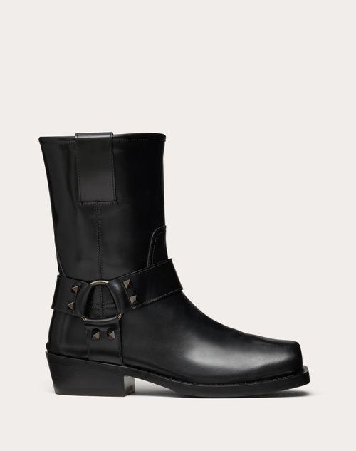 ROCKSTUD CALFSKIN BIKER ANKLE BOOT 40MM product image