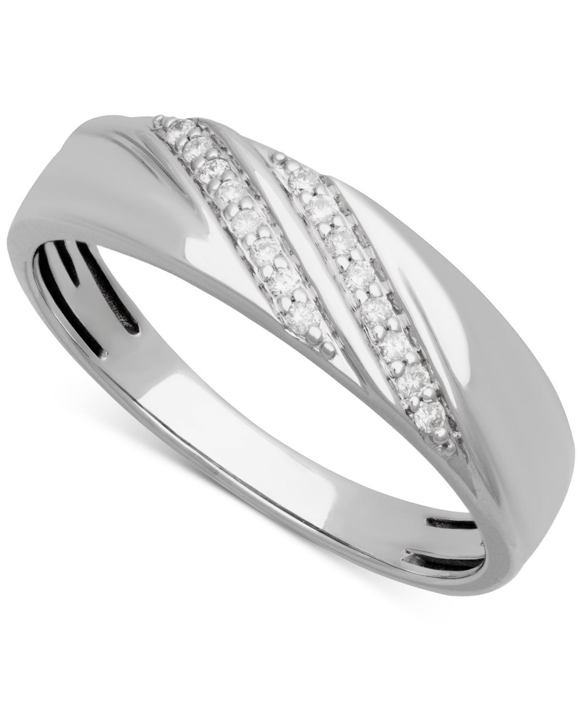 Mens Diamond Diagonal Two Row Wedding Band (1/10 ct. t.w.) in 14k White Gold Product Image