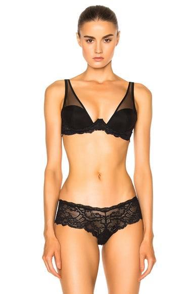 fleur du mal Sheer Overlay Demi Bra in Black Product Image