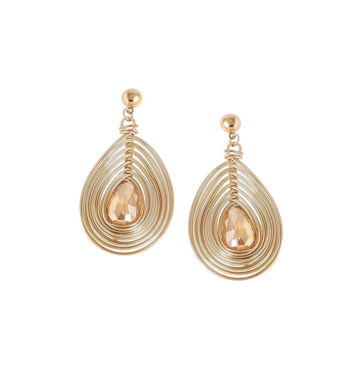 Sohi Womens Beige Teardrop Drop Earrings Product Image