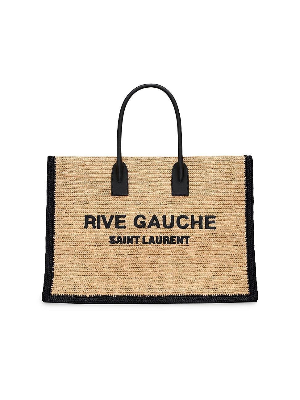 Womens Rive Gauche Tote Bag in Raffia And Leather Product Image