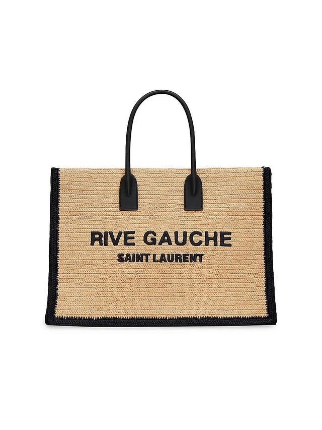 Womens Rive Gauche Tote Bag in Raffia And Leather Product Image