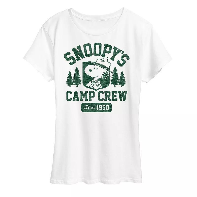 Womens Peanuts Snoopys Camp Crew Graphic Tee Product Image