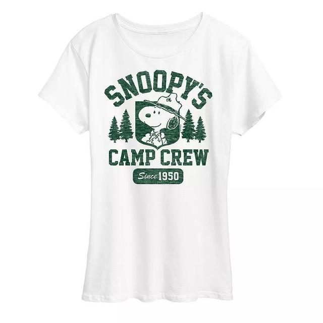 Womens Peanuts Snoopys Camp Crew Graphic Tee Product Image