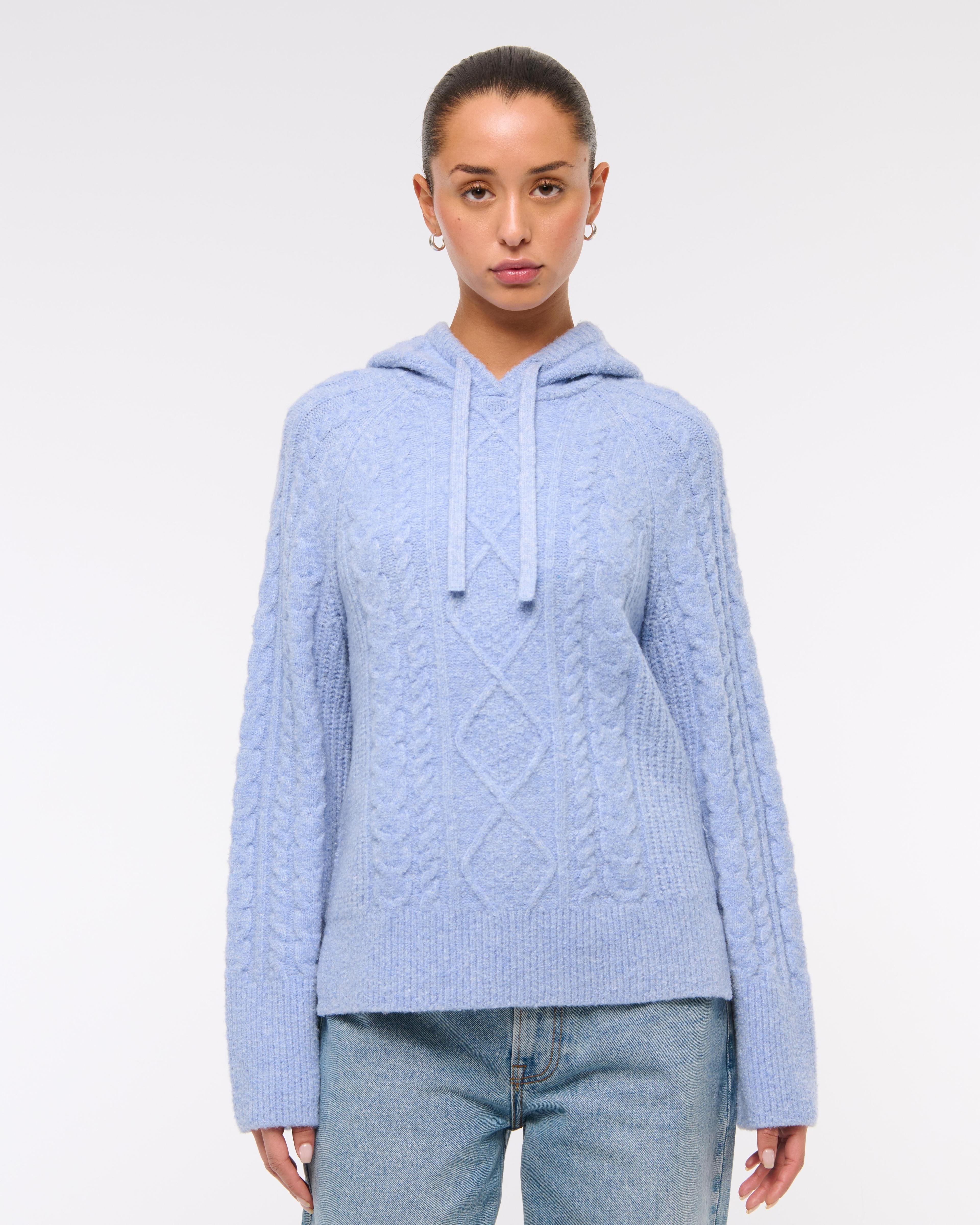 Boucle Cable-Knit Hoodie Product Image