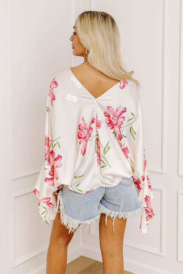 Botanical Bliss Satin Shift Top in Cream Product Image