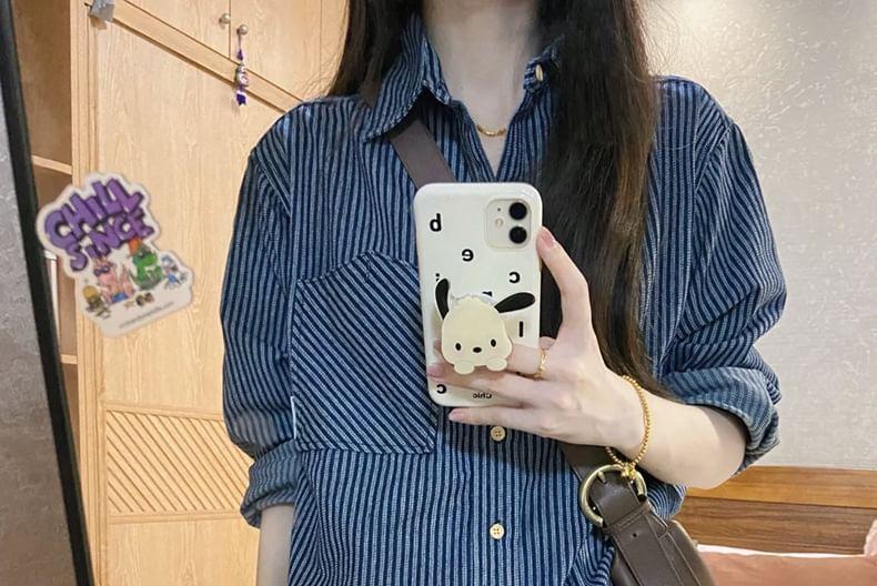 Long-Sleeve Striped Button-Up Shirt Product Image