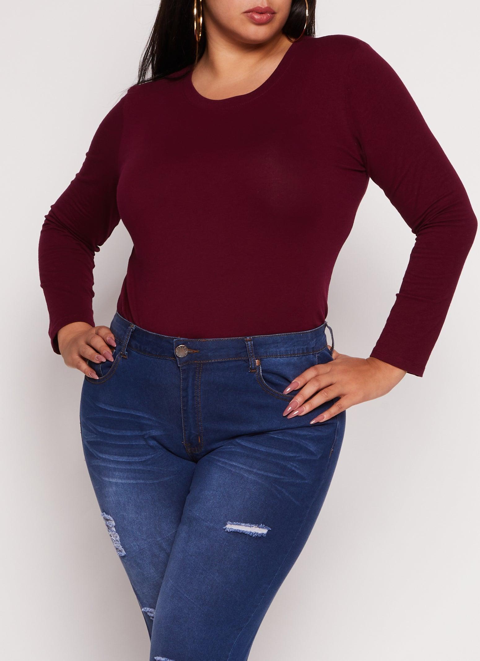 Womens Plus Size Ambiance Long Sleeve Basic T Shirt Product Image