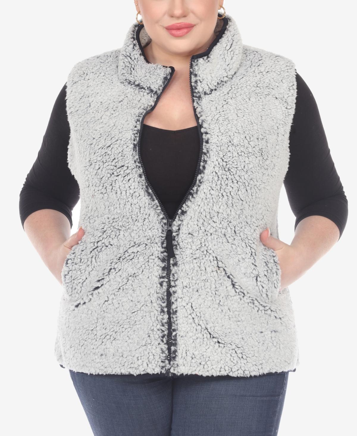 White Mark Plus Size Womens Zip Up Sherpa Vest Jacket Product Image