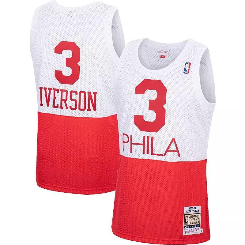 Mens Allen Iverson White Philadelphia 76ers Hardwood Classics Authentic Jersey - White Product Image