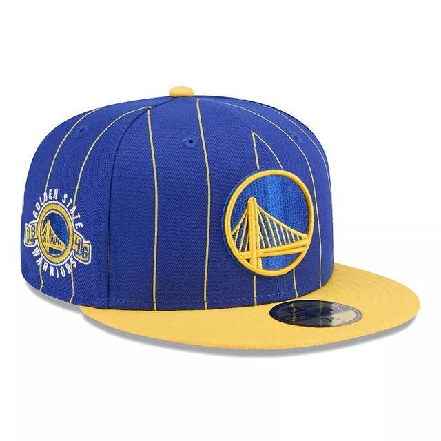 Mens New Era Royal/Gold Golden State Warriors Pinstripe Two-Tone 59FIFTY Fitted Hat Product Image