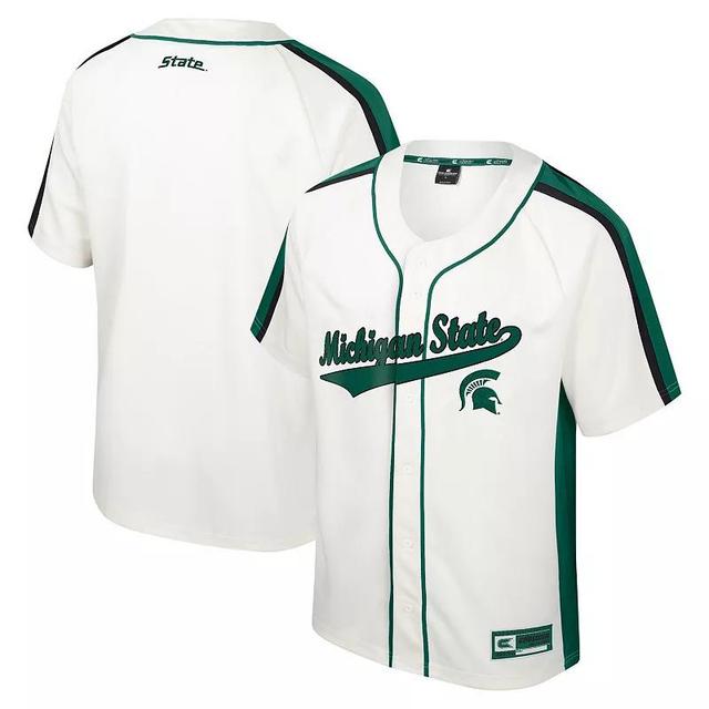 Mens Colosseum Cream Michigan State Spartans Ruth Button-Up Baseball Jersey Product Image