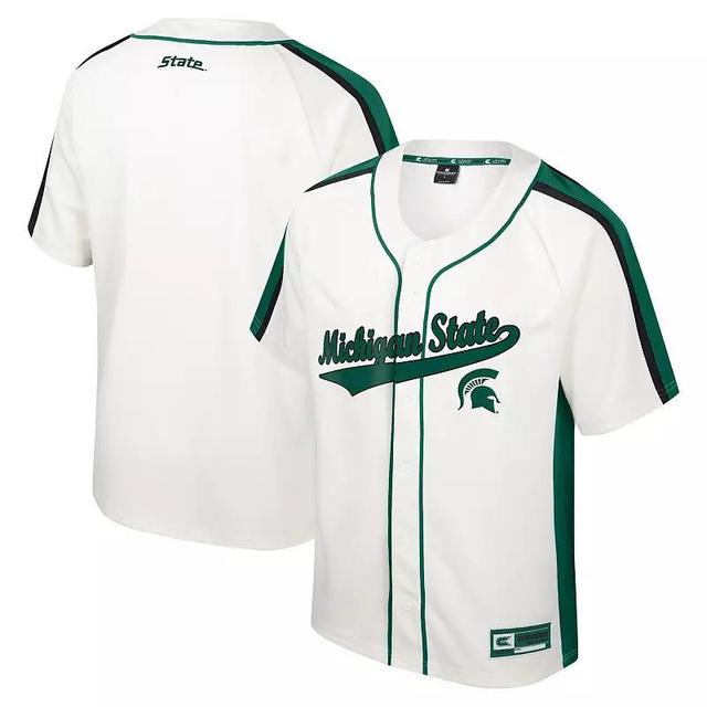 Mens Colosseum Cream Michigan State Spartans Ruth Button-Up Baseball Jersey Product Image