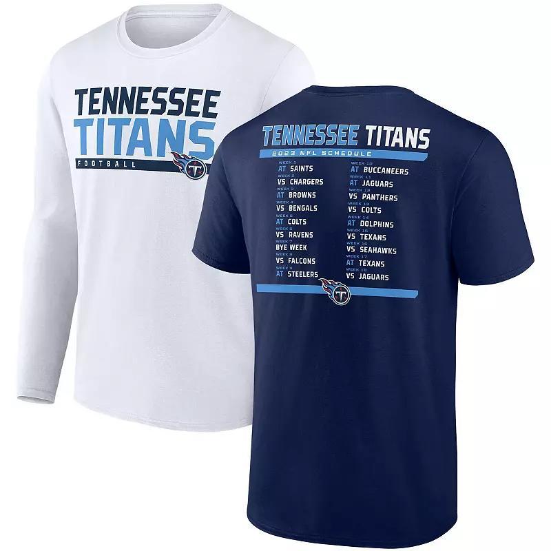 Mens Fanatics Branded /White Tennessee Titans Two-Pack 2023 Schedule T-Shirt Combo Set Blue Product Image