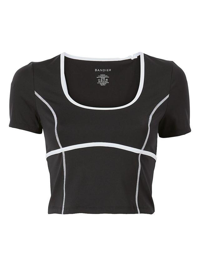 Womens Contrast-Seamed Crop Top Product Image