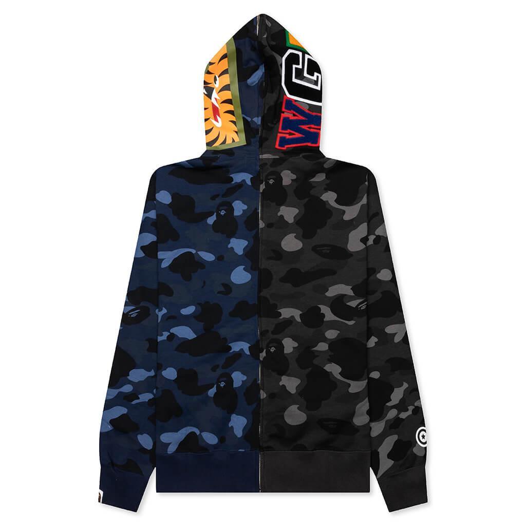 Color Camo Separate Shark Full Zip Hoodie - Black/Navy Male Product Image