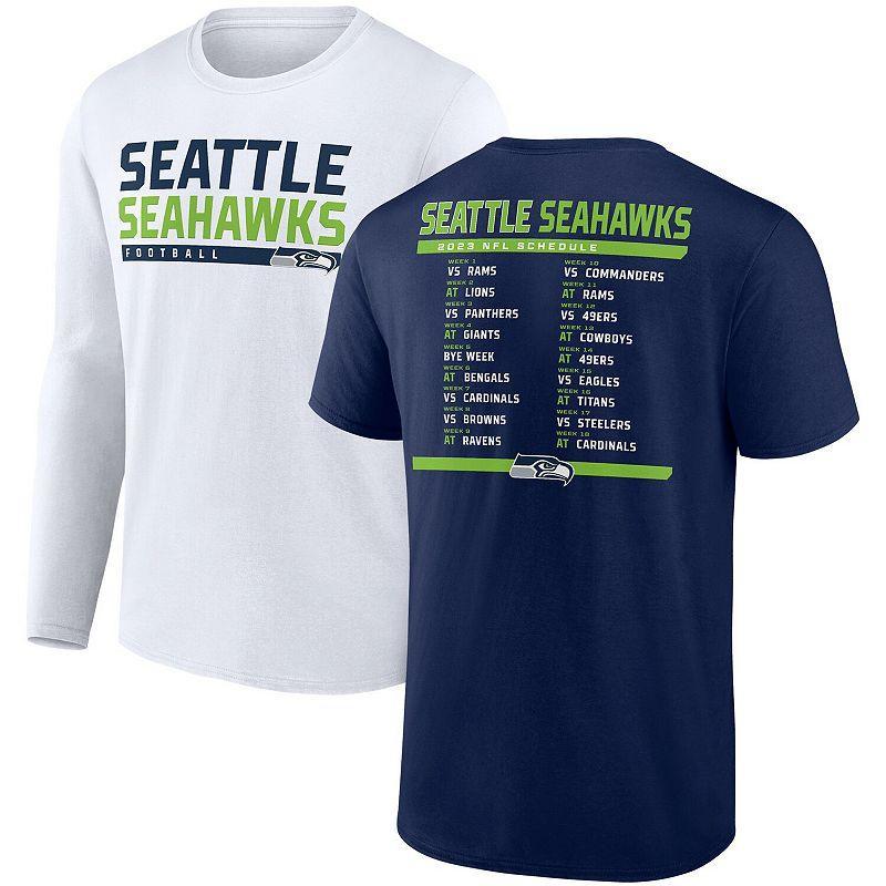 Mens Fanatics College Navy Seattle Seahawks Two-Pack 2023 Schedule T-shirt Combo Set - Navy Product Image