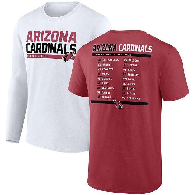 Mens Fanatics Branded Cardinal/White Arizona Cardinals Two-Pack 2023 Schedule T-Shirt Combo Set Product Image