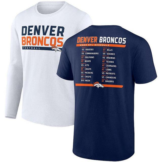 Mens Fanatics Navy Denver Broncos Two-Pack 2023 Schedule T-shirt Combo Set - Navy Product Image