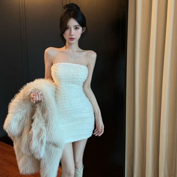 Plain Sequin Mini Sheath Tube Dress product image