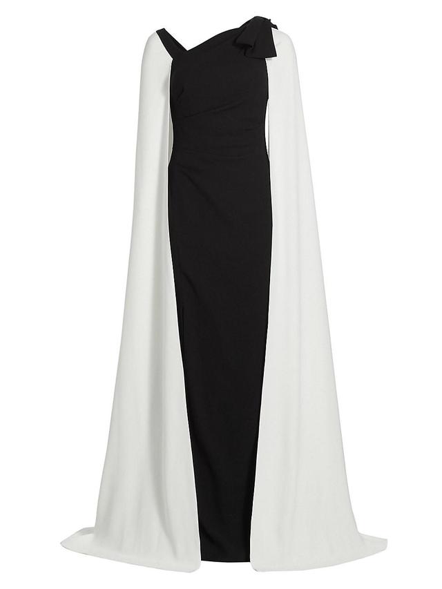 Womens Two-Tone Chiffon Cape Gown Product Image