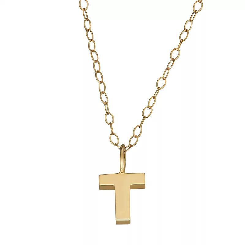 10K Gold Initial Pendant on 14K Gold Filled Chain, Womens B Product Image