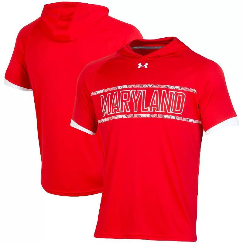 Mens Under Armour Maryland Terrapins On-Court Basketball Shooting Hoodie Raglan Performance T-Shirt Product Image