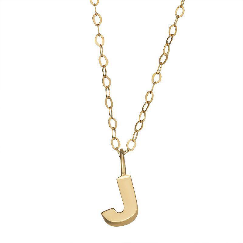 10K Gold Initial Pendant on 14K Gold Filled Chain, Womens Yellow Product Image